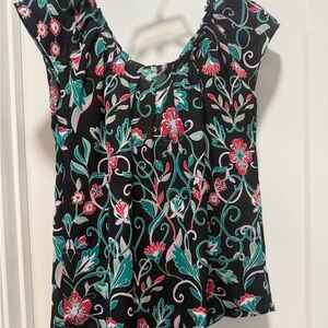 LC Lauren Conrad Black Floral Blouse